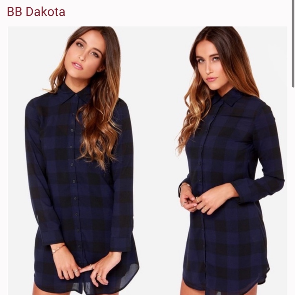 BB Dakota blue flannel tunic top